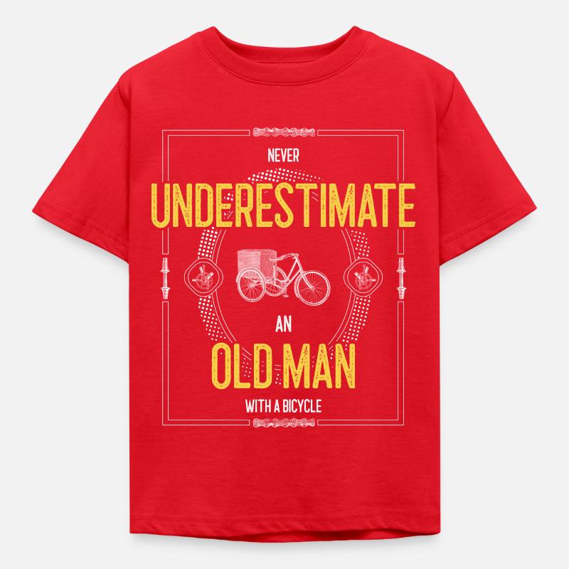 Never underestimate an old man with a bicycle - Kids' T-Shirt - red