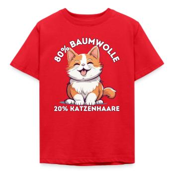 80 Prozent Baumwolle 20 Prozent Katzenhaare - Kinder T-Shirt - Rot - Vorne - AI Model Kid Male (0cm)