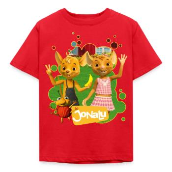 JoNaLu Jo Naya Und Lu Winken Fröhlich - Kinder T-Shirt - Rot - Vorne - AI Model Kid Male (0cm)