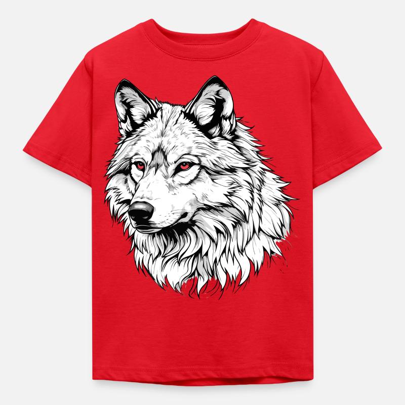 Weißer Wolf - Kinder T-Shirt - Rot