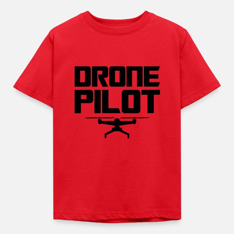 Drohne Pilot Schwarz - Kinder T-Shirt - Rot
