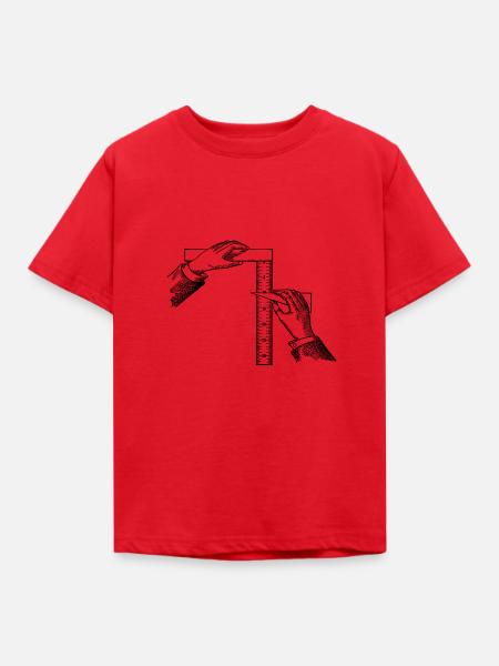 Hand mit Lineal - Kinder T-Shirt - Rot