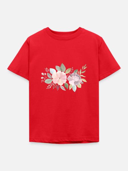 Blumendesign - Kinder T-Shirt - Rot
