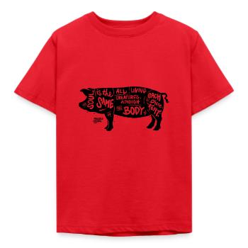 Vegan - "The Soul is the same..." - Kinder T-Shirt - Rot - Vorne - AI Model Kid Male (0cm)