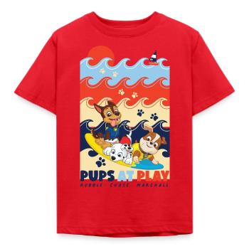 Paw Patrol 'Pups At Play' Rubble Chase Marshall - T-shirt Enfant - rouge - Devant - AI Model Kid Male (0cm)