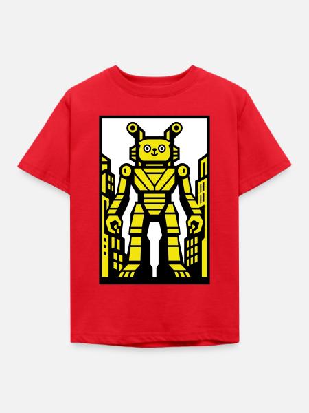 Cat Robot in Stadtlandschaft - Kinder T-Shirt - Rot