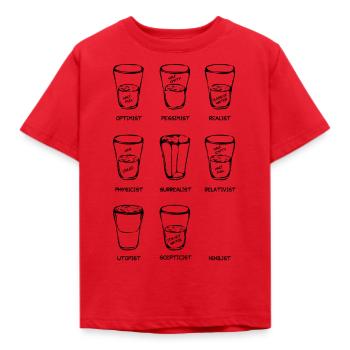 Point of View - The glass is ... variant black - Kids' T-Shirt - red - Front - AI Model Kid Male (0cm)