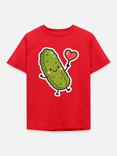 Kuschelige Gurke mit Herz - Kinder T-Shirt - Rot