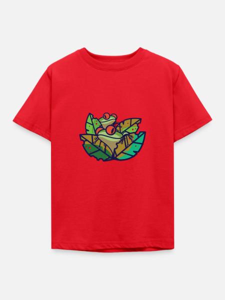 Frosch - Frösche im Teich - Kinder T-Shirt - Rot