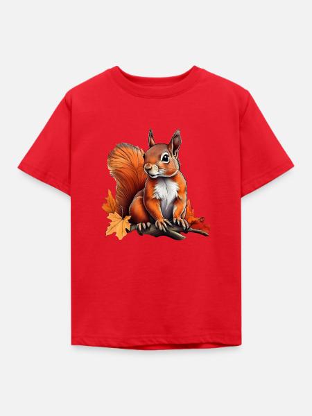 Eichhörnchen Herbst - Kinder T-Shirt - Rot