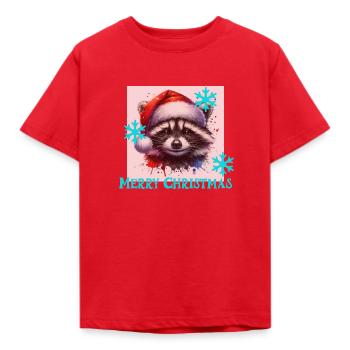 X Mas Waschbär - Kinder T-Shirt - Rot - Vorne - AI Model Kid Male (0cm)