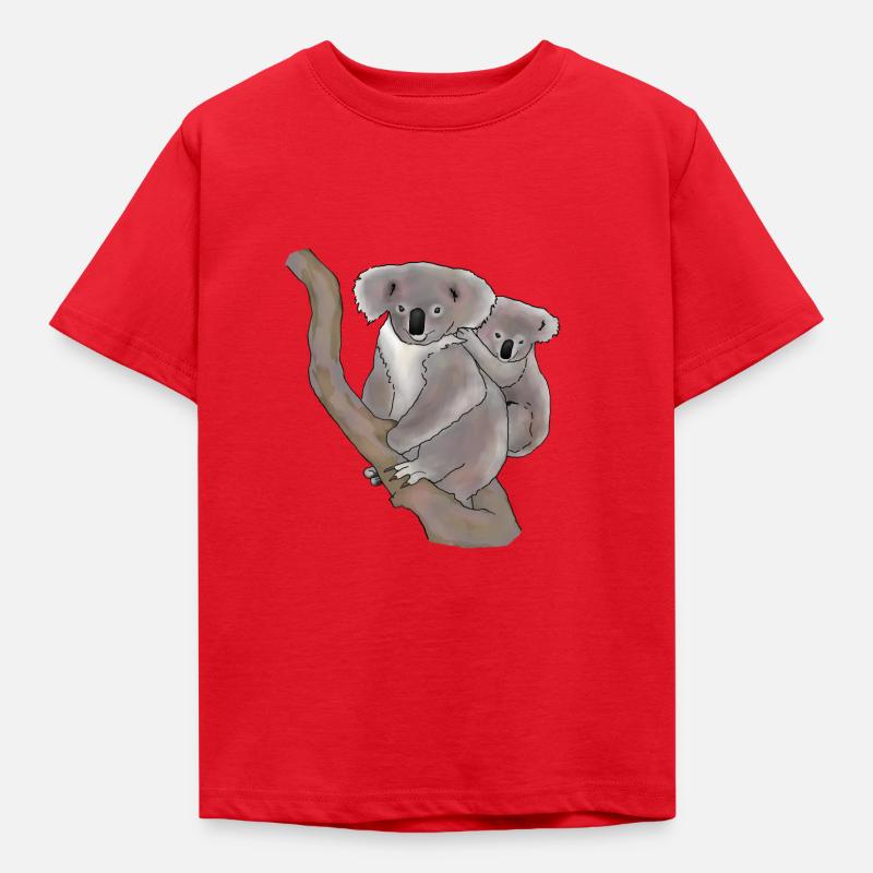 Koala, Mutter und Kind - Kinder T-Shirt - Rot