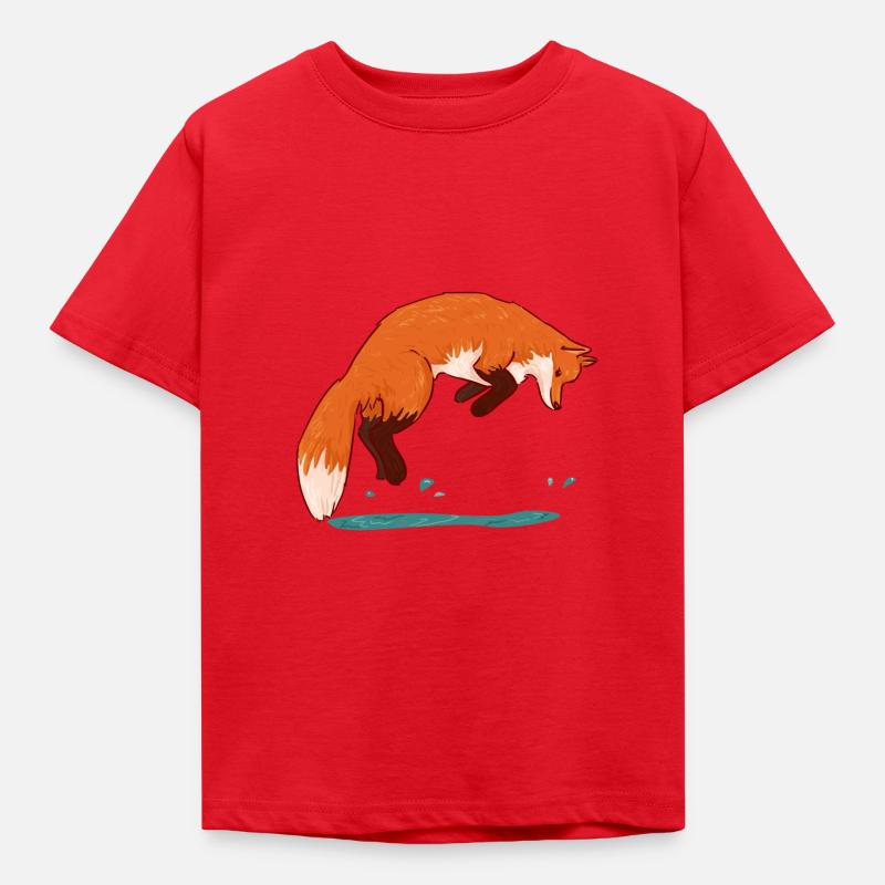 Springender Fuchs - Kinder T-Shirt - Rot