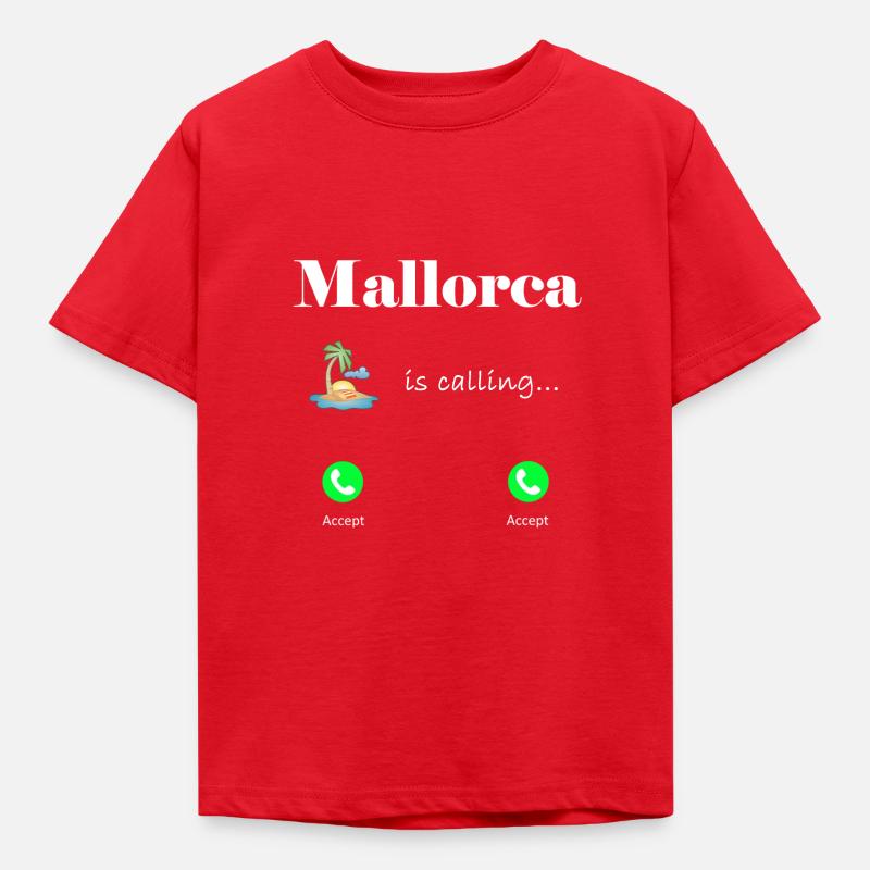 Mallorca is calling, Lustiges Geschenkidee Palme - Kinder T-Shirt - Rot