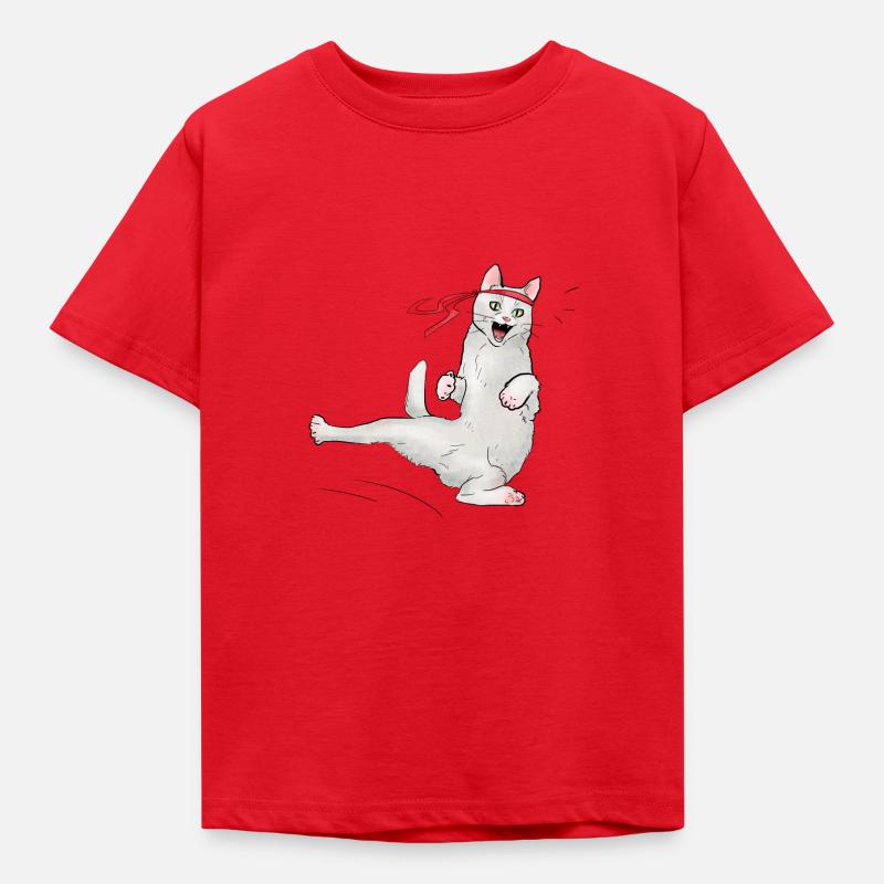 Katze beim Karate - Kinder T-Shirt - Rot