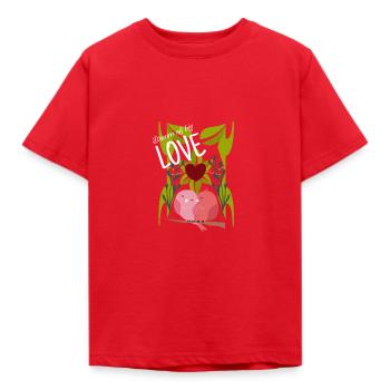 Traum der grossen Liebe - Vogelmotiv - Kinder T-Shirt - Rot - Vorne - AI Model Kid Male (0cm)