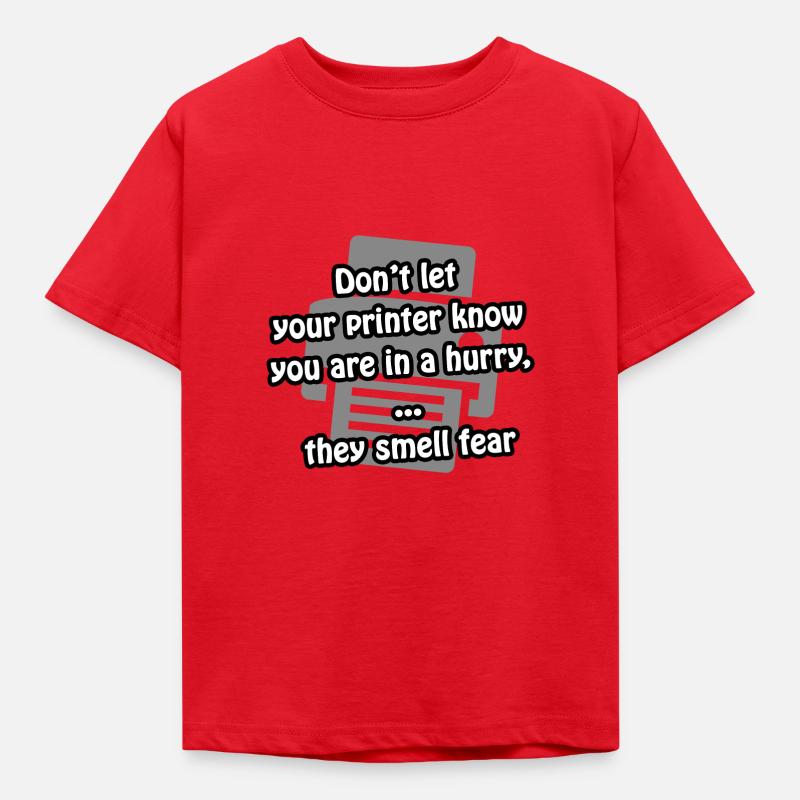 Drucker Angst | lustig - Geschenkidee - Kinder T-Shirt - Rot