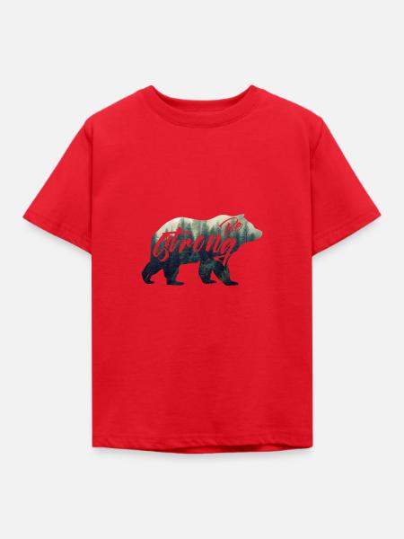 sei stark,be strong. Bär, Wald - Kinder T-Shirt - Rot