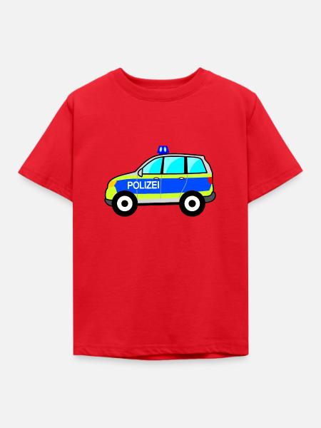 Polizeiauto, Polizei, deutsche Polizei, Blaulicht - Kinder T-Shirt - Rot