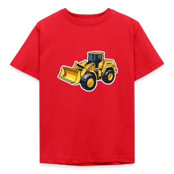 excavator / yellow - Kids' T-Shirt - red - Front - AI Model Kid Male (0cm)