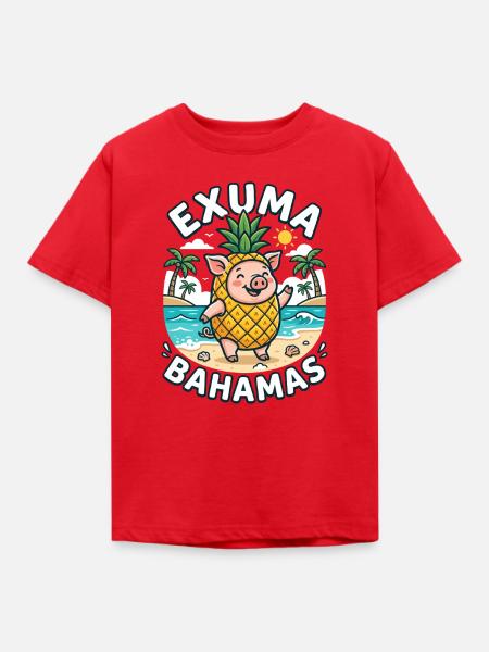 Exuma Bahamas Ananas Schwein - Kinder T-Shirt - Rot