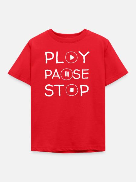 Wiedergabe Pause Stopp - Kinder T-Shirt - Rot