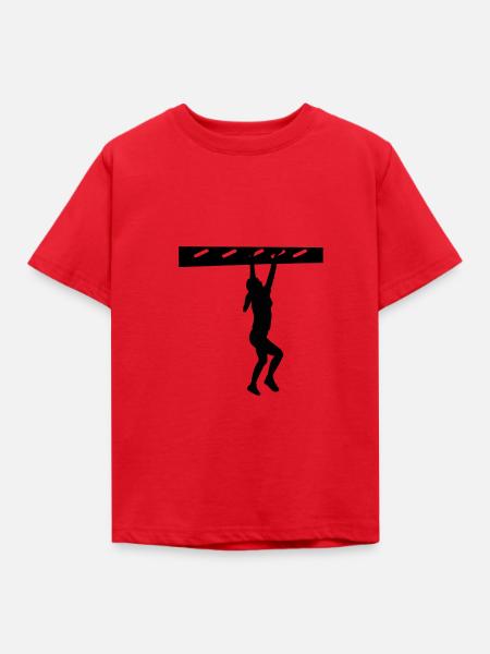Hangeln Ninja Warrior Parcours Klettern Frau - Kinder T-Shirt - Rot
