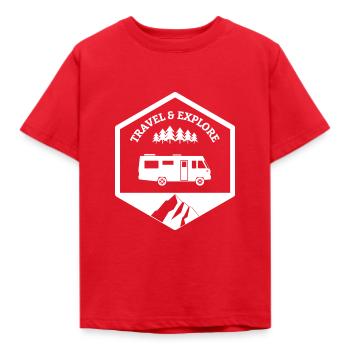 Intégral travel and explore white - Kids' T-Shirt - red - Front - AI Model Kid Male (0cm)