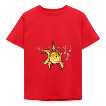 Musiknoten Musiker Hobby Goldfish Aquarium - Kinder T-Shirt - Rot - Vorne - AI Model Kid Male (0cm)
