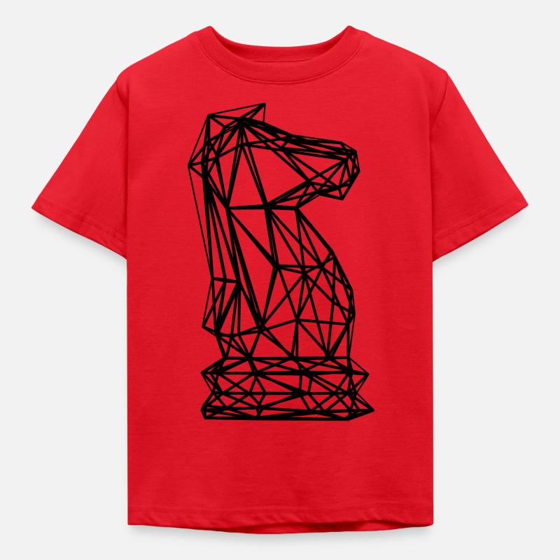 Chevalier de Chessman composé de lignes, polygone - T-shirt Enfant - rouge