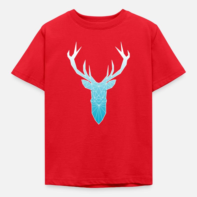 Deer head in triangle design (light blue) - Kids' T-Shirt - red