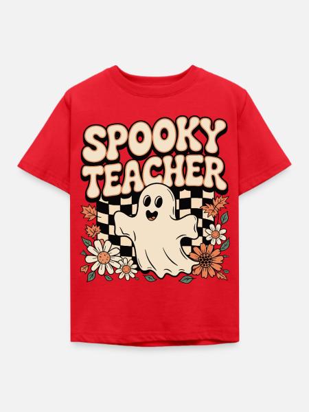Spooky Lehrer Halloween Dessin - Kinder T-Shirt - Rot