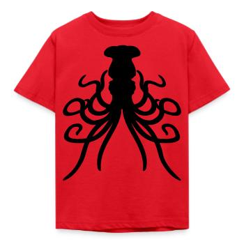 Oktopus Kraken Tintenfisch Kopffüßer Silhouette - Kinder T-Shirt - Rot - Vorne - AI Model Kid Male (0cm)