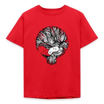 Dessiné à la main femme avec les cheveux, style vintage - T-shirt Enfant - rouge - Devant - AI Model Kid Male (0cm)