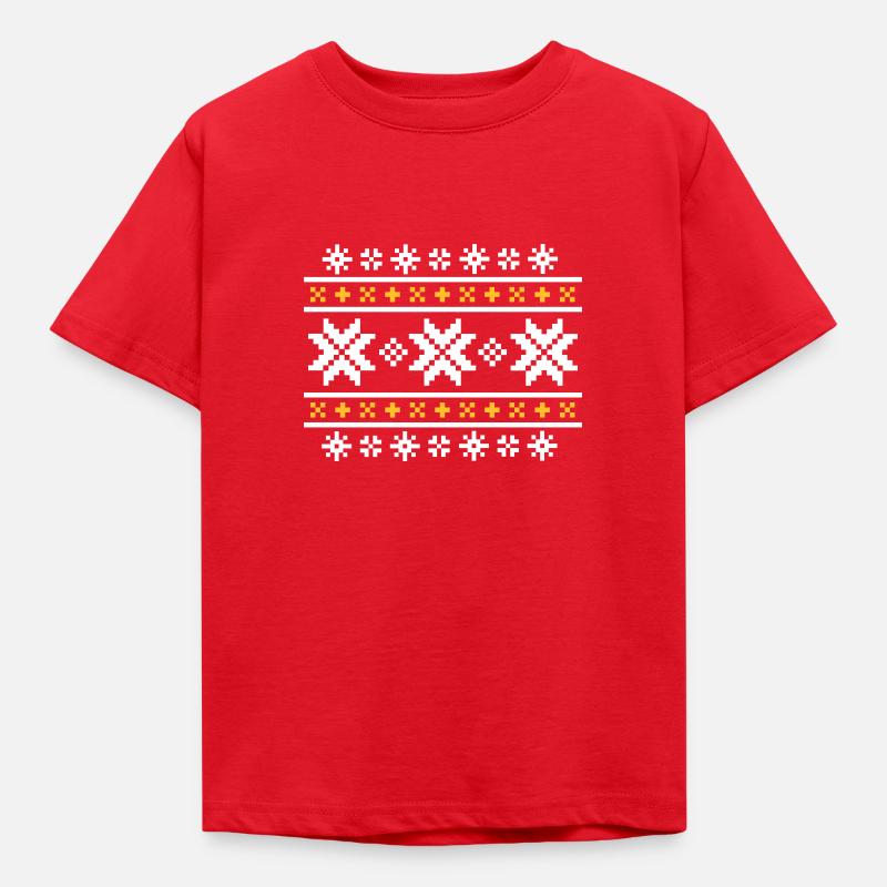 Norweger-Muster (Winter) 02.1 - Kinder T-Shirt - Rot