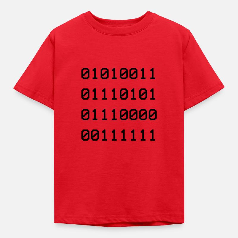 Sup Binary Funny Shirt for Nerds - Kids' T-Shirt - red