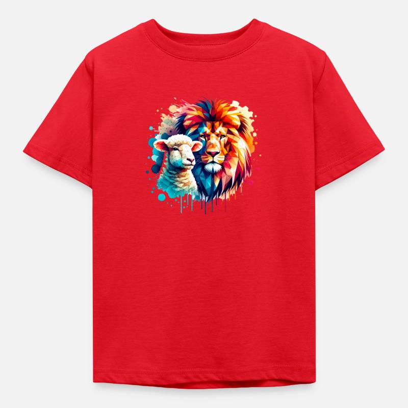 Löwe und Lamm Christliche Kleidung - T-shirt barn - röd