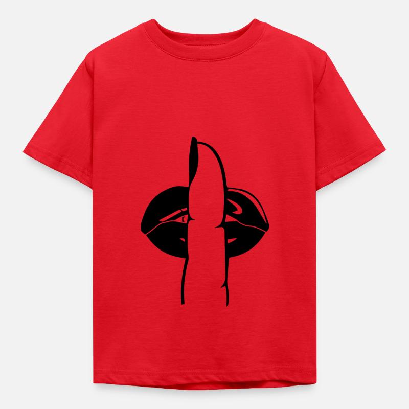 Lippen Finger - Kinder T-Shirt - Rot