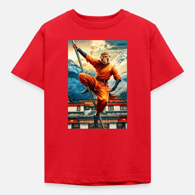 Humanoid Monkey Shaolin Monk - Kids' T-Shirt - red