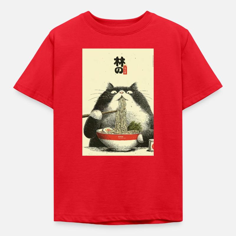 Ramen-Katzen-Ukiyoe-Stil - Kinder T-Shirt - Rot