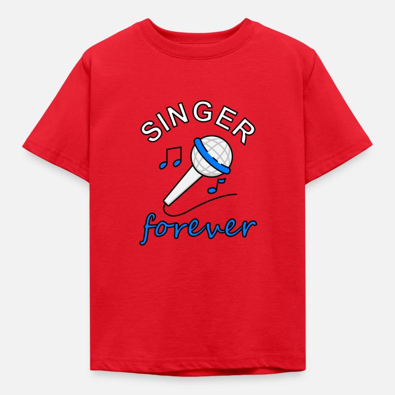 Sänger Microfon Microphon singen Musik Geschenk - Kinder T-Shirt - Rot