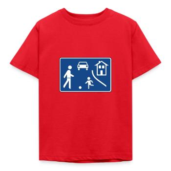 Verkehrsschild Spielstraße Papa Mama Eltern Kinder - Kinder T-Shirt - Rot - Vorne - AI Model Kid Male (0cm)