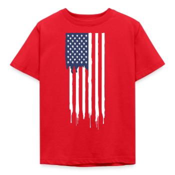 USA Amerika Flagge Fahne Stars and Stripes - Kinder T-Shirt - Rot - Vorne - AI Model Kid Male (0cm)