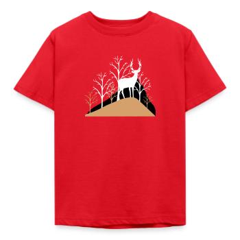 Hirsch im Wald - Kinder T-Shirt - Rot - Vorne - AI Model Kid Male (0cm)