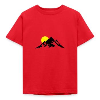 Berg und Sonnenaufgang, Berge - Kinder T-Shirt - Rot - Vorne - AI Model Kid Male (0cm)