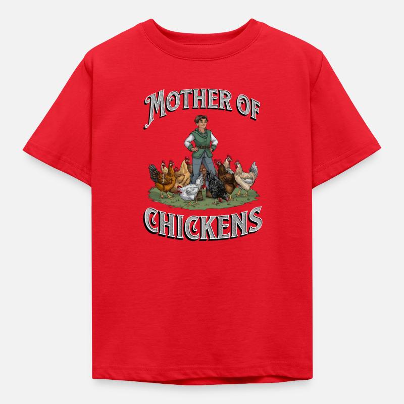 Hühnermutter Lustige Bauernfrau Hühner Stall - Kinder T-Shirt - Rot