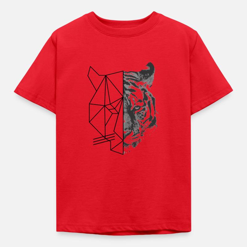 Geometrisches Tiger Design - Kinder T-Shirt - Rot