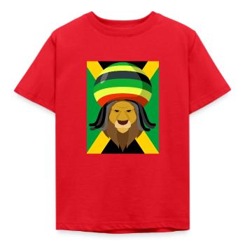 Rasta Lion in Jamaica - Kinder T-Shirt - Rot - Vorne - AI Model Kid Male (0cm)
