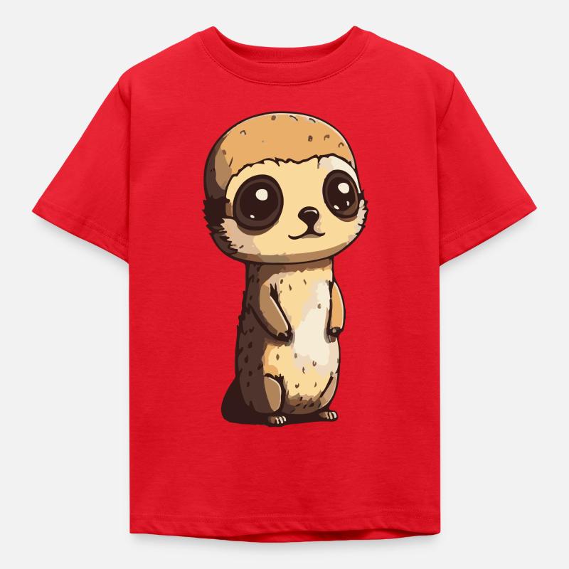 Comic Cute Kawaii Sticker Erdmännchen Hörnchen 1 - Kinder T-Shirt - Rot