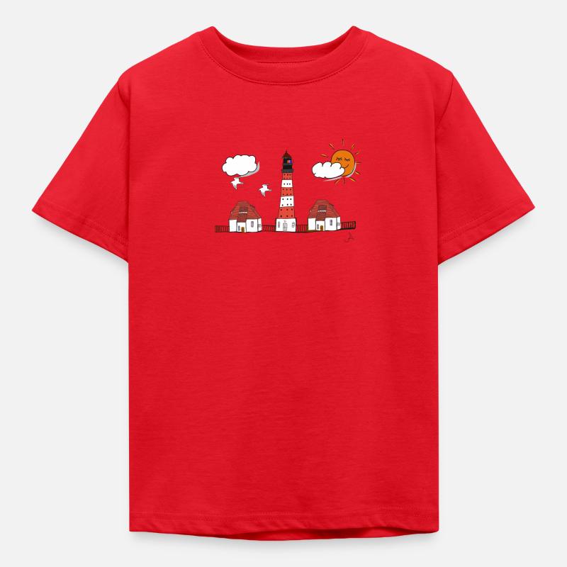 Westerhever lighthouse drawing - Kids' T-Shirt - red